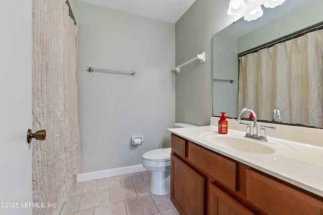 bathroom with tile patterned floors, toilet, and vanity