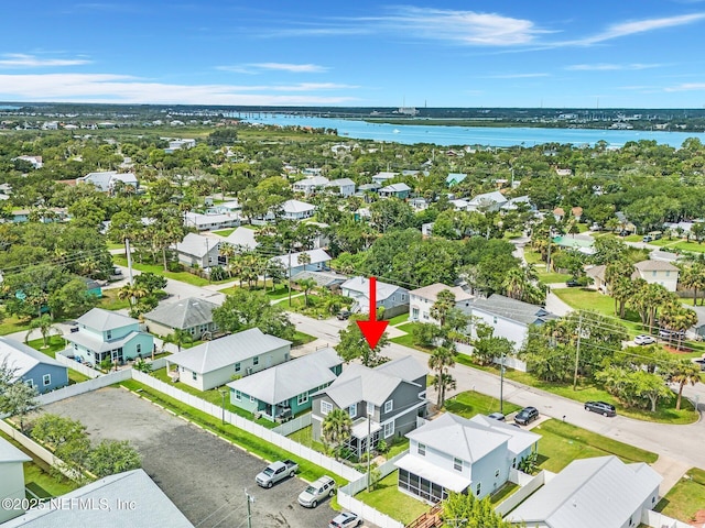 bird's eye view featuring a water view