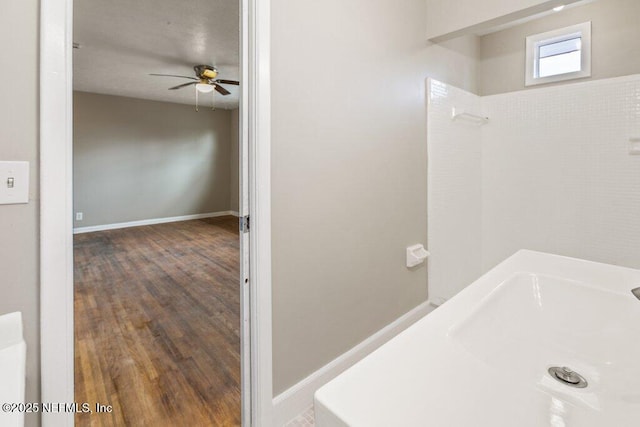 bathroom with ceiling fan