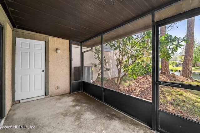 view of unfurnished sunroom