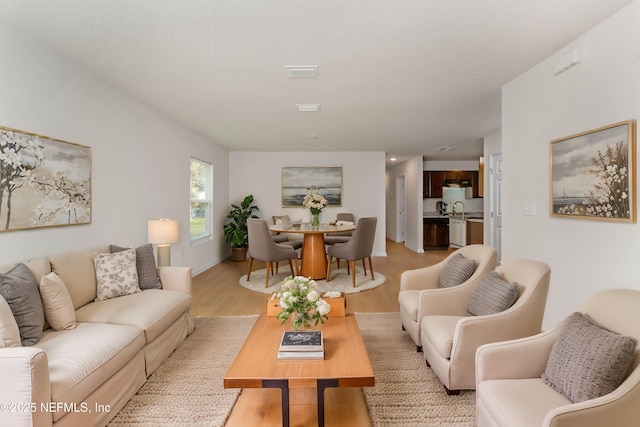 living room featuring light hardwood / wood-style floors