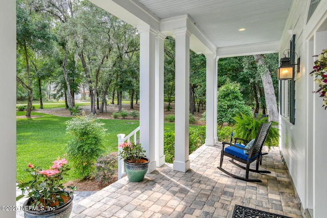 view of patio with a porch