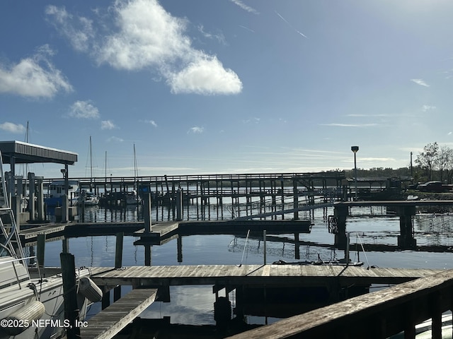 view of dock featuring a water view