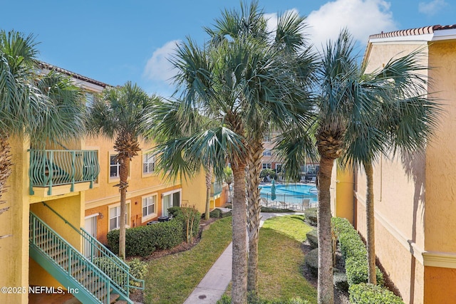 exterior space with a community pool