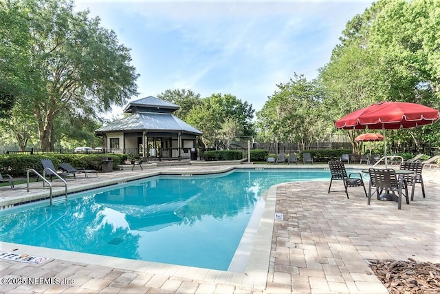 view of pool featuring a patio