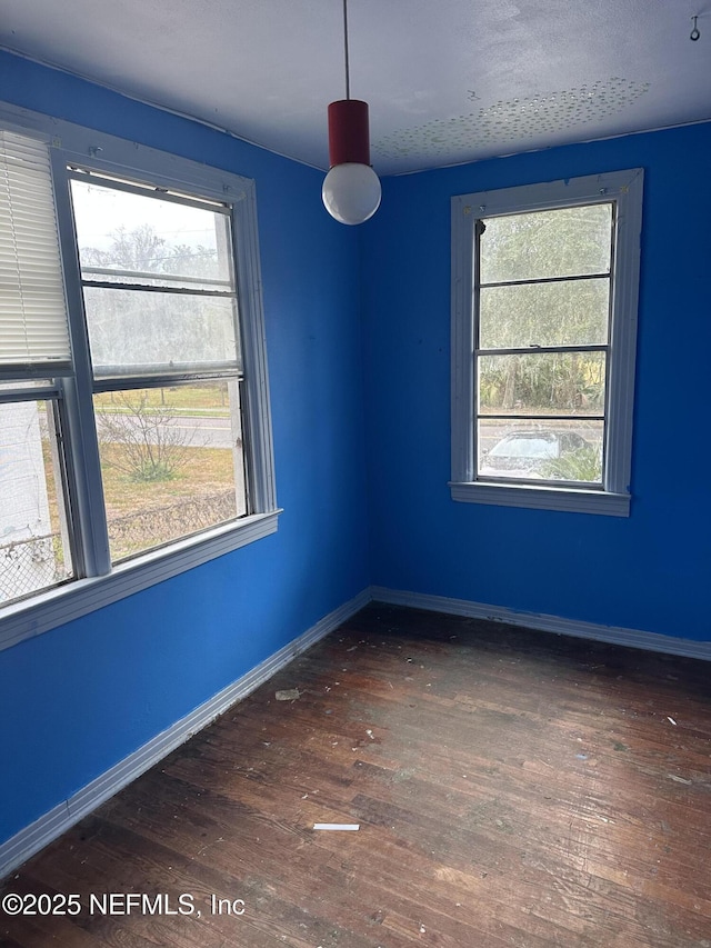 empty room featuring dark hardwood / wood-style flooring