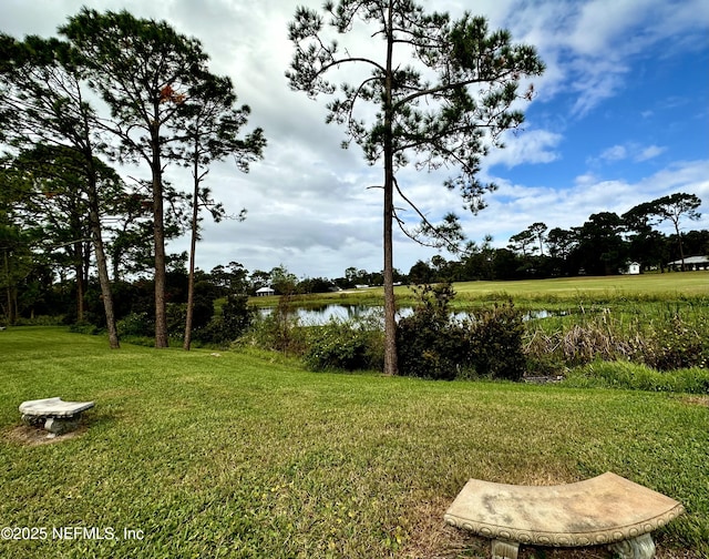 view of yard with a water view