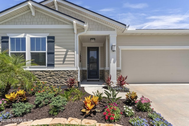 property entrance featuring a garage