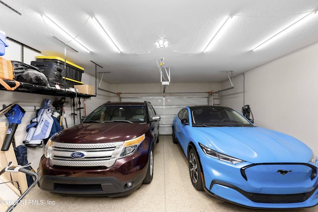 garage with a garage door opener