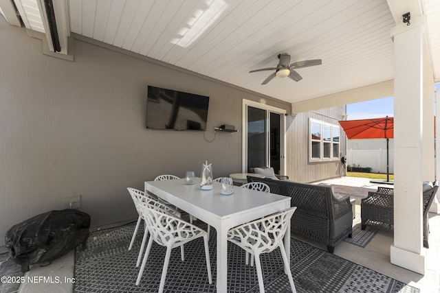 view of patio / terrace with an outdoor hangout area and ceiling fan