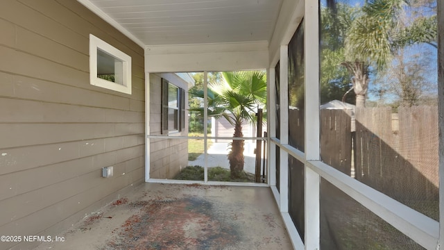 view of unfurnished sunroom