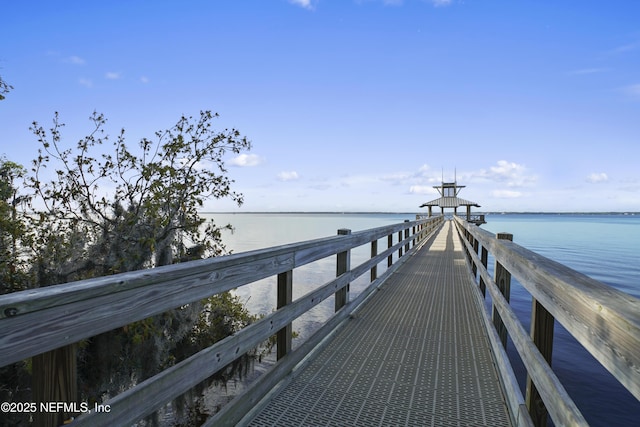 view of dock featuring a water view