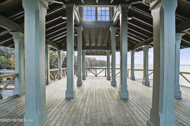 view of dock featuring a water view