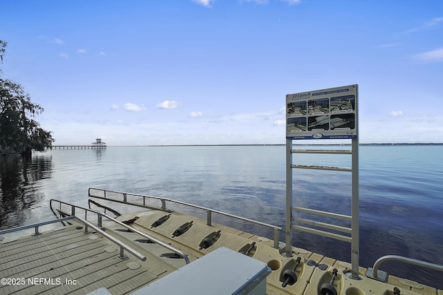 view of dock featuring a water view