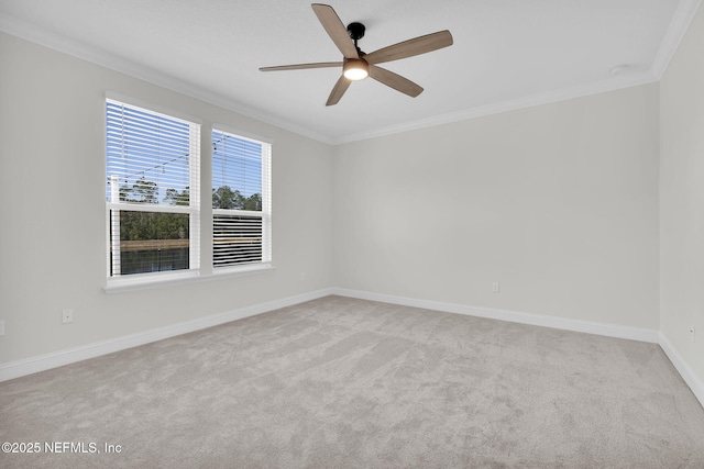 empty room with light carpet and ornamental molding