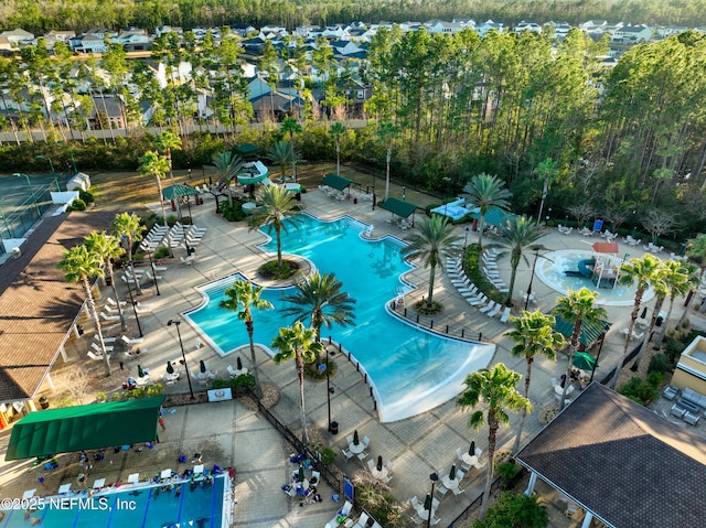 view of swimming pool with a patio