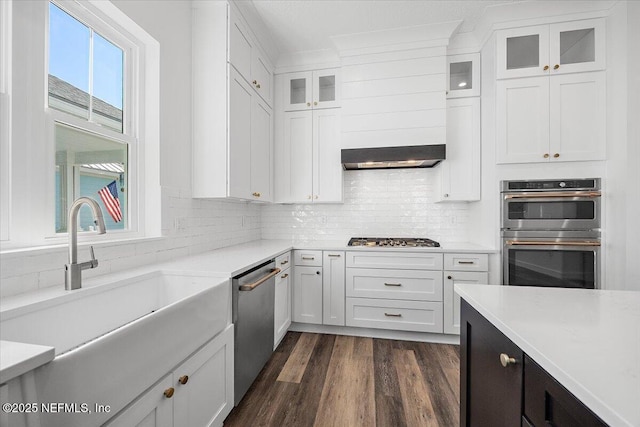 kitchen featuring white cabinetry, sink, a healthy amount of sunlight, and appliances with stainless steel finishes