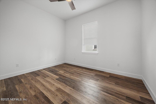 unfurnished room featuring hardwood / wood-style floors and ceiling fan