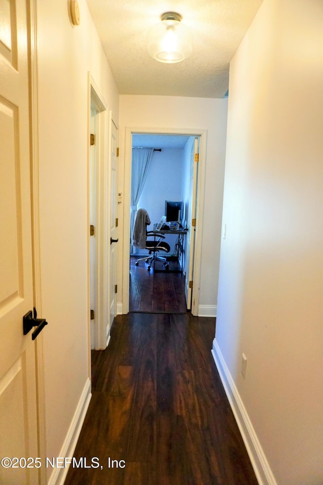 hall featuring dark wood-type flooring