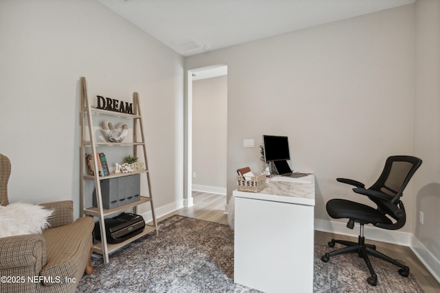 office space featuring wood-type flooring