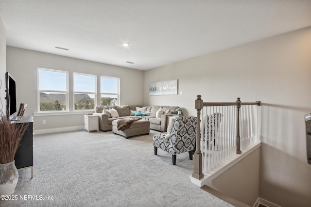 living room featuring carpet flooring