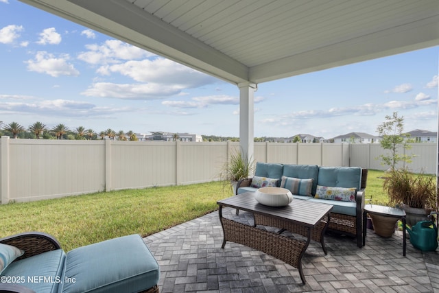 view of patio with an outdoor living space