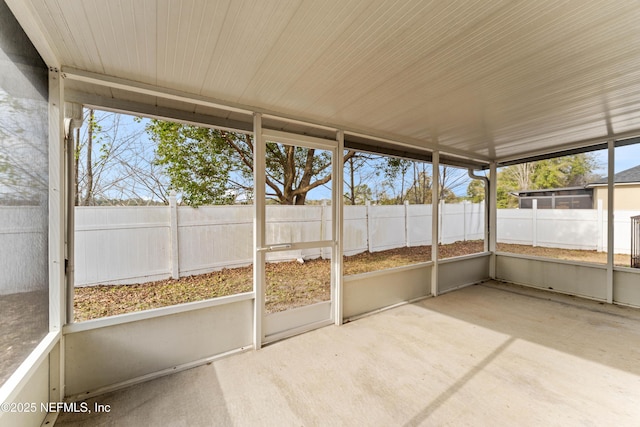 view of unfurnished sunroom