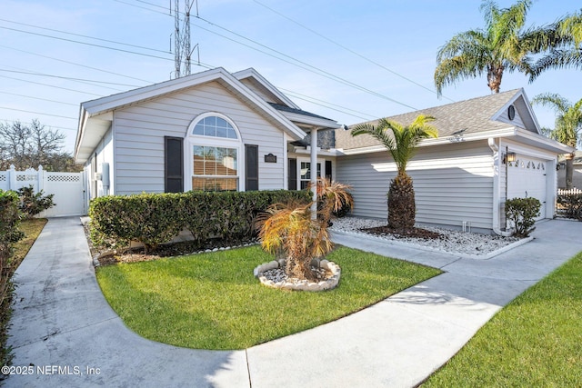 view of front of home with a garage and a front yard