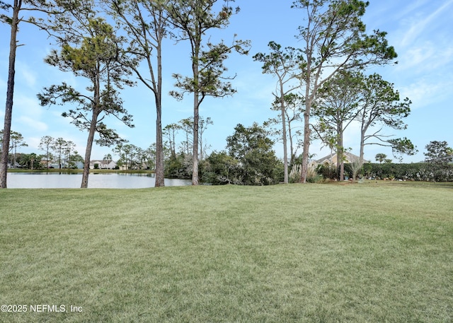 view of yard featuring a water view