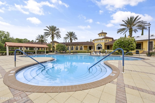 view of pool featuring a patio