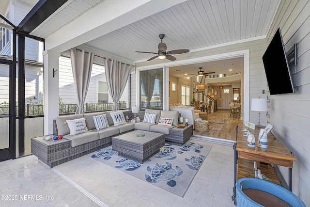 living room featuring plenty of natural light