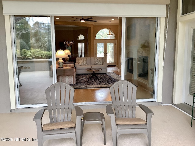 sitting room with french doors