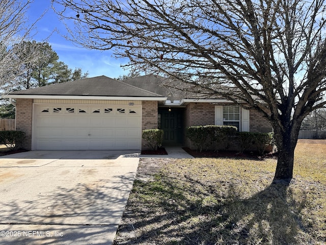 single story home with a garage