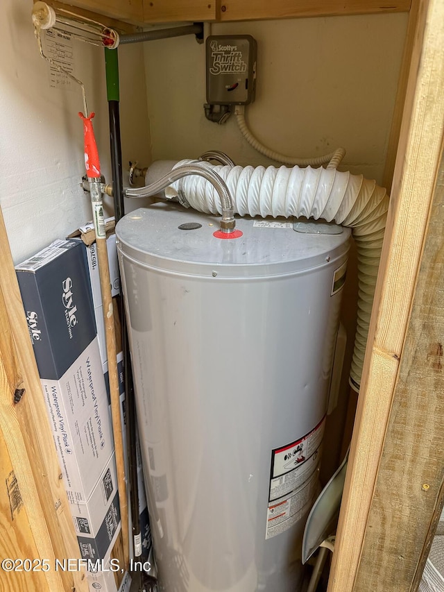 utility room with water heater