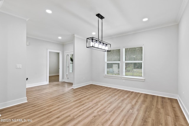 85034 Southern Creek Blvd, Fernandina Beach, FL 32034 - unfurnished dining area featuring crown molding and light hardwood / wood-style flooring