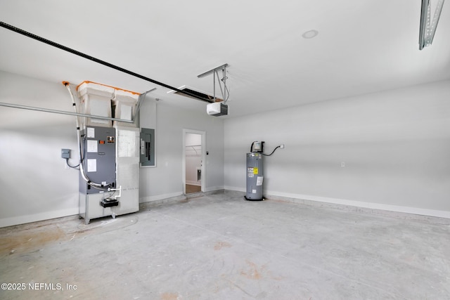 85034 Southern Creek Blvd, Fernandina Beach, FL 32034 - garage with heating unit, a garage door opener, electric panel, and water heater