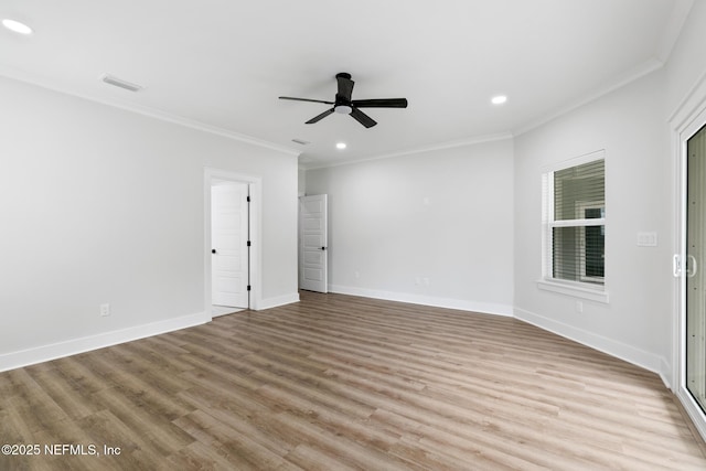85034 Southern Creek Blvd, Fernandina Beach, FL 32034 - empty room with crown molding, light hardwood / wood-style floors, and ceiling fan