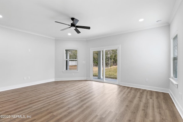 85034 Southern Creek Blvd, Fernandina Beach, FL 32034 - spare room with crown molding, ceiling fan, and light hardwood / wood-style flooring