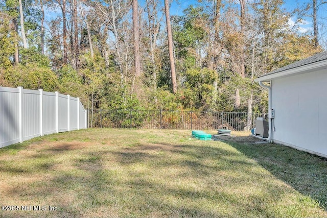 view of yard featuring a fenced backyard