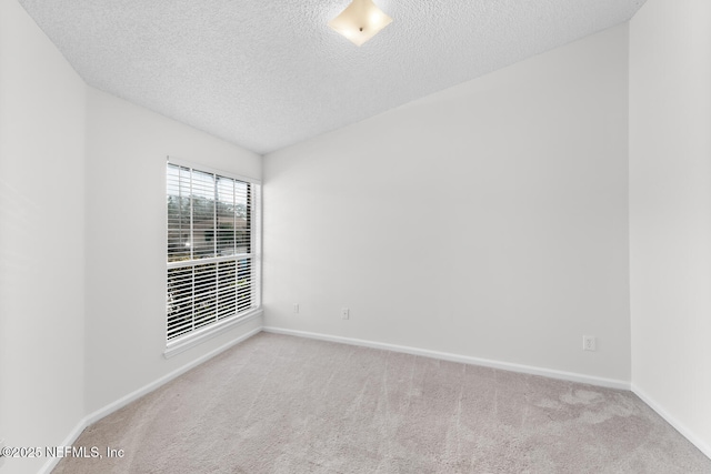 empty room featuring light colored carpet and a textured ceiling