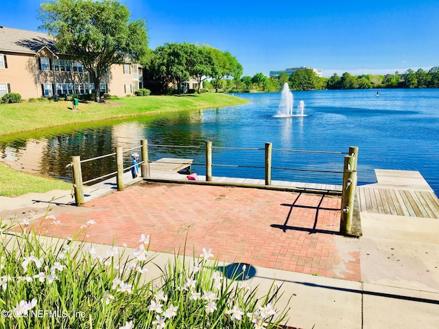 dock area with a water view