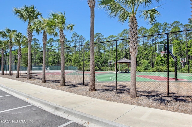 view of sport court featuring a gazebo