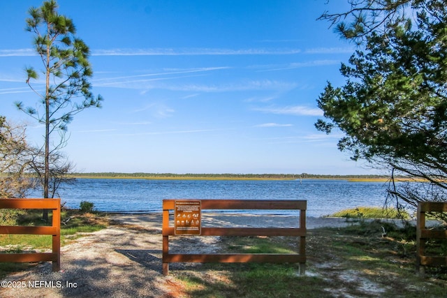 view of property's community with a water view