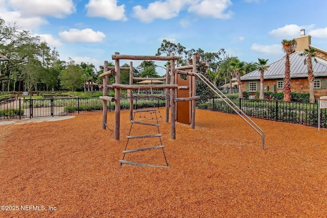 community play area featuring fence