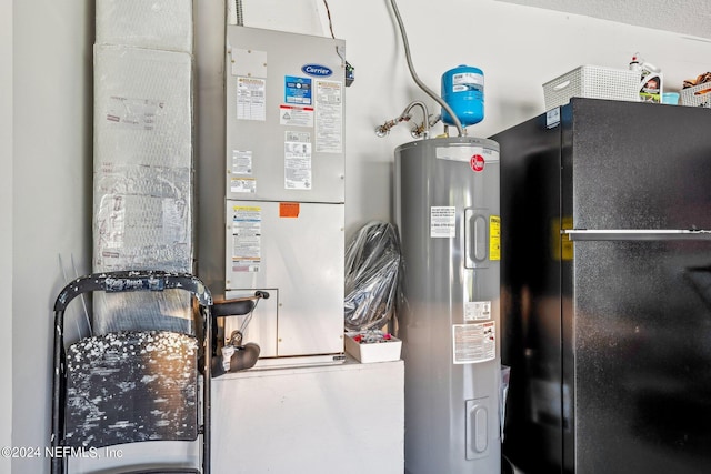 utility room with electric water heater