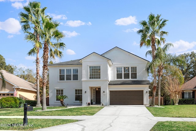 front of property featuring a garage and a front yard