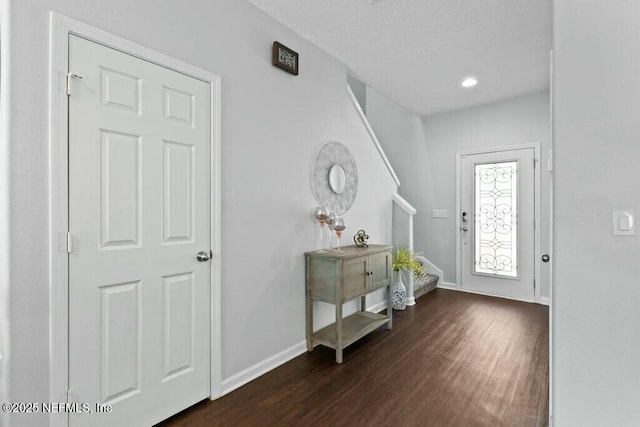 foyer featuring dark wood-type flooring