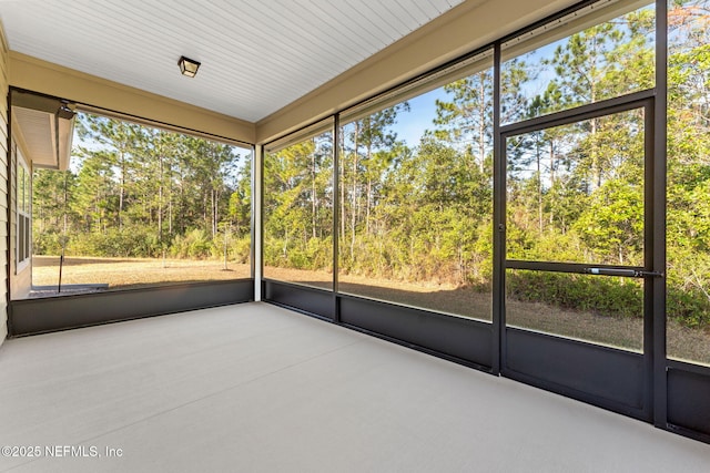 view of unfurnished sunroom