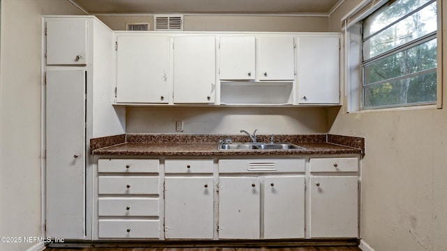 kitchen featuring white cabinetry and sink