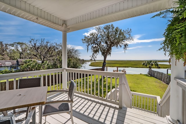 94202 Christopher Ln, Fernandina Beach, FL 32034 - wooden deck with a lawn and a water view
